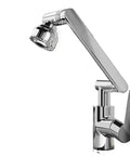 UHRLGHS 360°Swivel Kitchen Faucet with Robotic Arm Dual Mode Soft Bubble & Shower Adjustable Flexible Design Modern Gray Finish for Easy Cleaning & Versatile Use,Black close-up angle showing adjustable head and single handle.