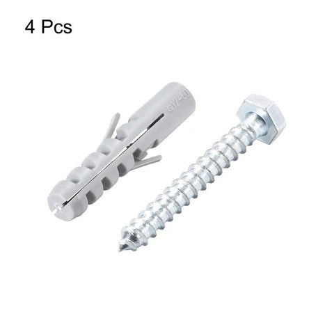 Heavy Duty Gray Plastic Drywall Anchors With Snappy Hex Head Screws For Rock Solid Shelf Mounting, 4 pack, durable design for secure installation.