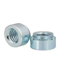 Rock Solid Carbon Steel Clinch Nuts With Knurled Grip For Secure Riveting On Thin Sheet Metal Pro Grade Press Mount Hardware, shiny finish, two pieces.