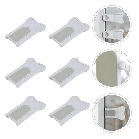 Six Pack Childproof Window And Cabinet Safety Locks With Keyless Design For Home Use White ABS Construction Easy Install Baby Proofing