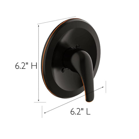 Middleton II Transitional Single Handle Shower Valve Trim With Escutcheon in Oil Rubbed Bronze, One Quarter Turn Stop, dimensions 6.2"