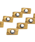Image of a 10-piece set of gold APKT1604 TiN Coated Carbide Inserts For Steel Machining, ISO APKT160408, visible size and shape details.
