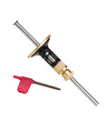 Solid Brass Wheel Marking Gauge Kit Featuring Metric Micro Adjuster Ruler And Hardened Steel Cutter, showing brass frame and steel cutter.