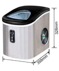 Countertop Ice Cube Maker 12kg Daily Yield Fast Chill Unit With Clear Window Self Draining System No Hookup Drama Food Safe Abs Shell Compact Setup For Backyard Hangouts, shown with dimensions 358mm x 328mm.