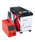 Straight Up Heavy Duty 2000W 4 In 1 Integrated Fiber Laser Welder Handheld Cleaning Rust Removal Machine With Auto Wire Feeder 220V machine with red control box and display.