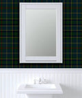 Premium Classic Traditional Matte Linen Texture Wallpaper Featuring Dang Durable Pvc Free Finish For Busy Households And Pro Paste To Paper Installations That Go Hard Daily in a bathroom setting with mirror and sink.