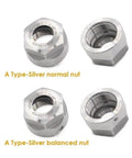 Premium Heavy Duty ER20A Collet Clamping Nut For CNC Milling Machines Kicks Off Vibrations And Holds Tight Like Gangbusters Balanced Silver Steel Precision Holder Tool showing normal and balanced nuts.