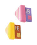 Colorful house-shaped corner guards, different from Clear PVC Table Corner Protectors For Toddlers, Soft Cushioned Bumpers, 2 Pack