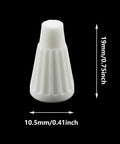 Front view of white ceramic wire connector cap, 19x10 mm, high-temperature flame-retardant terminal cap