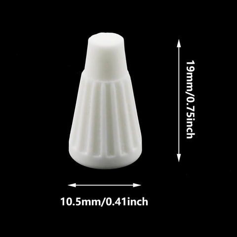 Front view of white ceramic wire connector cap, 19x10 mm, high-temperature flame-retardant terminal cap