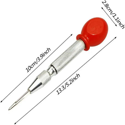 Hardened Steel Auto Center Punch Set Double Pack Five Inch Spring Loaded Awl Tool With Cushion Grip And Adjustable Tension for precision marking