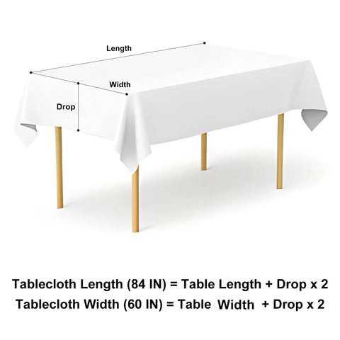 Waterproof Vinyl Rectangle Table Cloth With Soft Flannel Backing, Spillproof And Wipeable Buffalo Check Black And White Table Cover size diagram