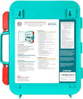 Be Smart Get Prepared teal first aid kit with orange handle, 326-piece, front view