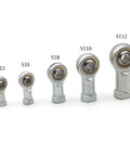 4 Pack 8Mm Female Metric Threaded Rod End Bearings Right Hand Ball Joints Heavy Duty Sealed Hardware in various sizes.