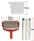 Premium Flocked Paint Roller Edger Tool For Walls And Trim with measuring cup and extension poles, ideal for easy painting.