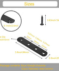 Diagram of size specifications for 8 Pack Black Flat Mending Plates Brackets 3.8 Inch Stainless Steel Heavy Duty Repair Joining Plates For Wood Furniture With Screws 304 Stainless Rust Resistant Counterbored Round End 5mm Holes For Stronger Joints.