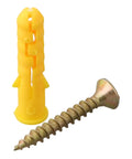 200 Pieces M6x30 Self Drilling Ribbed Wall Anchors Kit For Drywall No Prep Install, Yellow zinc-plated anchor and screw