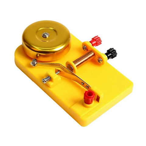 Hands On Electromagnetism Electric Bell Experiment Kit For Physics Learning with yellow base and interactive bell design