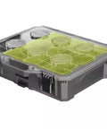 Fits For Link 10-Compartment Modular Small Parts Organizer Tool Box with clear lid, durable plastic, side view