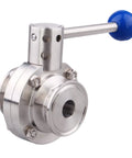 Sanitary butterfly valve with pull handle, stainless steel 304, tri-clamp, 3/4 inch.