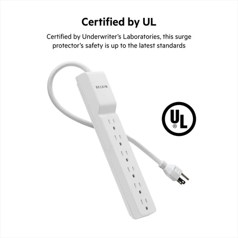 Six Outlet Surge Protector Power Strip With 10 Foot Cord UL Listed 720 Joules Overload And Overvoltage Protection To Safeguard Your Gear