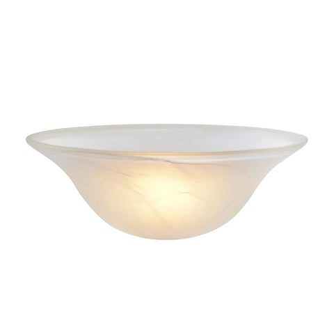 Etched Alabaster Glass Shade For E26 Medium Base Lamps 15-1/2 Inch Diameter And 5-1/2 Inch High Bowl Style Replacement