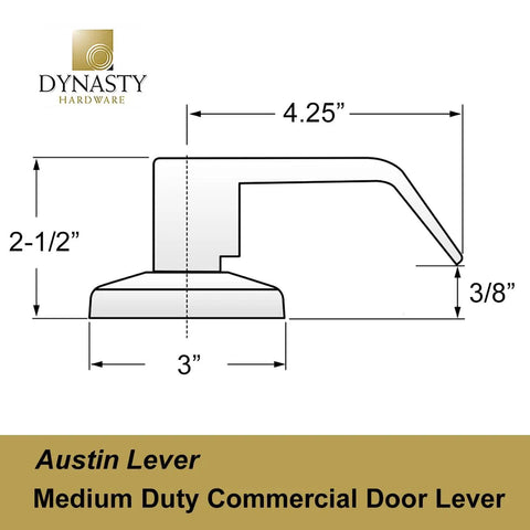 Diagram of Keyed Lever Door Lockset For Commercial Use ADA Compliant Satin Chrome Office Entry Lock dimensions