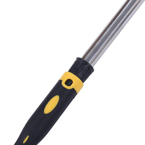 9 Inch Paint Roller Kit with Heavy Duty Stainless Steel Frame and Ultra Thick Nap for Ceilings and Walls Lazy Diy Hack for Super Fast Coats on Semi Rough Surfaces Get that Pro Look without the Drama - close-up of stainless steel frame handle