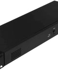 Dope One U Rack Mount Storage Enclosure With Dual Bay Ssd And Hdd USB 3 1 Gen II, black metal casing, front power controls.