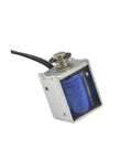 6 To 12V Micro Push Pull Solenoid Electromagnet With 3mm Stroke Open Frame showing blue coil and feed-through design for DIY Projects