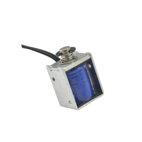 6 To 12V Micro Push Pull Solenoid Electromagnet With 3mm Stroke Open Frame showing blue coil and feed-through design for DIY Projects