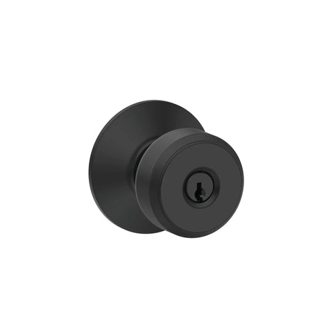 Bowery Matte Black Door Knob with Keyed Entry Lock Easy Install Self Aligning Screws Reversible Front Door Handle