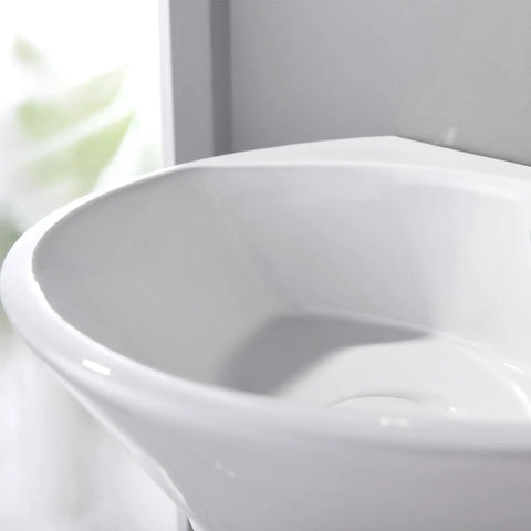 Small Wall Mount Porcelain Sink For Tiny Bathrooms And RVs, 16 Inch Long Corner Floating Basin, Space Saving Vanity Sink For Half Bath Powder Room, Easy Install, White Ceramic
