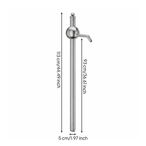Heavy Duty Manual Oil Pump Stainless Steel Drum Extractor Hand Operated Transfer With Side Outlet Perfect For Farm Machinery Barns And Sheds 93 Cm Spherical Design Robust Build For Reliable Fluid Handling And Easy Cleanup