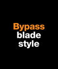 Text highlighting "Bypass blade style" on a black background, part of Go-To 28-Inch Power-Lever Bypass Lopper For Tree Trimming.