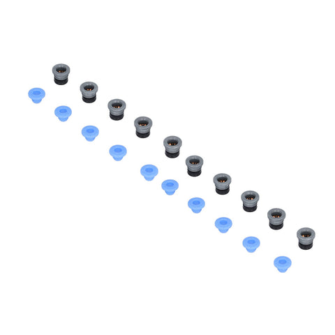 10 Piece Pneumatic Valve Connector Heads For Extruder 3D Printer Accessories PTFE ECAS04 with blue caps in row
