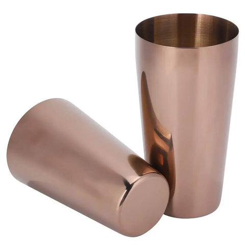 Heavy Duty 304 Stainless Steel Cocktail Shaker Set And Bartender Kit With Slick Mirror Polish For Top Shelf Mixology Drinks and Chilled Iced Coffee Bar Gear That Really Slaps At Weekends - Rose Gold Shaker Cups