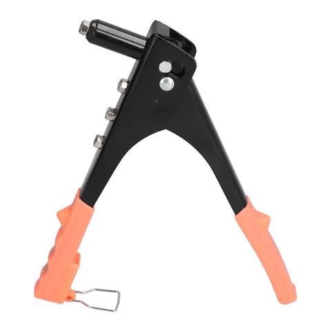Awesome FTVOGUE Rivet Manual Hand Tool Kit Featuring Alloy Steel Gun With 200 Cup Head Fasteners In 2 4mm 3 2mm 4mm And 4 8mm Sizes Perfect For Auto Repair Sheet Metal Work Home Assembly And Pipelines Making Projects A Total Breeze., black alloy steel hand riveter with orange grips