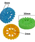 Bulk 100 Plastic Wheels And 50 Steel Axles Set For STEM Projects And DIY Cars And Crafts with blue, green, yellow wheels