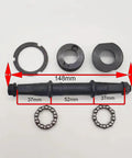 Bottom Bracket Crank Axle Square Taper 5S 148mm Length 52mm Mid Size Universal Fit For Most Mountain And Cross Bikes
