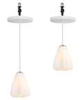 Kiven Instant Light Conversion Kit for 4/5/6inch Hole, 2-Light Glass Farmhouse Lighting with white glass shades and adjustable cords.