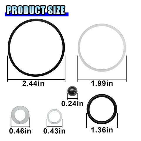 Product size chart for Fifteen Piece Three Ton Floor Jack Seal Repair Kit With Pro Grade Hydraulic Jack Oil Seal And O Ring Set