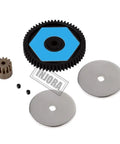 Components of Black Complete Gearbox Transmission For One Tenth Scale Axial SCX10 II 90046 RC Crawler, featuring nylon casing.