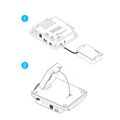 3.7V Rechargeable Li Po Battery For mBot Robot Kit, 1800mAh Initial Capacity, JST PH 2 Pin Connector, Easy Plug And Play Power Up For Your Coding Bot, Replacement Battery For Smart Robotics Projects, shown connecting to mBot kit