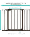 Extra Tall And Wide Pressure Mounted Baby Gate For Doorways, Adjustable 29.75 To 52 Inches Wide And 36 Inches Tall, Graphite Finish