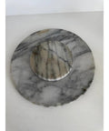 11.75 Inch Marble Lazy Susan Turntable With Vintage Gray Stone Finish on a white surface.