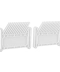 Adjustable Featherboard For Woodworking Shops Straight Up Safety Tool Smooth Operator Solid Choice For Router Table And Table Saw Plus Band Saw Quick Setup No Sweat Shop Essential White Finish, featuring two white plastic units.