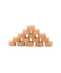 Half Inch Cherry Wood Flat Head Plugs Pack Of 50 arranged in a triangle, showcasing smooth flush finish for easy installation.