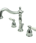 Heritage Widespread Lavatory Faucet With Porcelain Lever Handle Polished Chrome Built To Last Solid Brass Construction