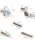 Heavy Duty Shelf Brackets For Cabinets And Shelves, Sturdy Metal Support Pins And Pegs, detailed dimensions on white background